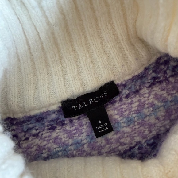 Talbots Purple and Cream Zigzag Turtleneck Sweater - Picture 4 of 6